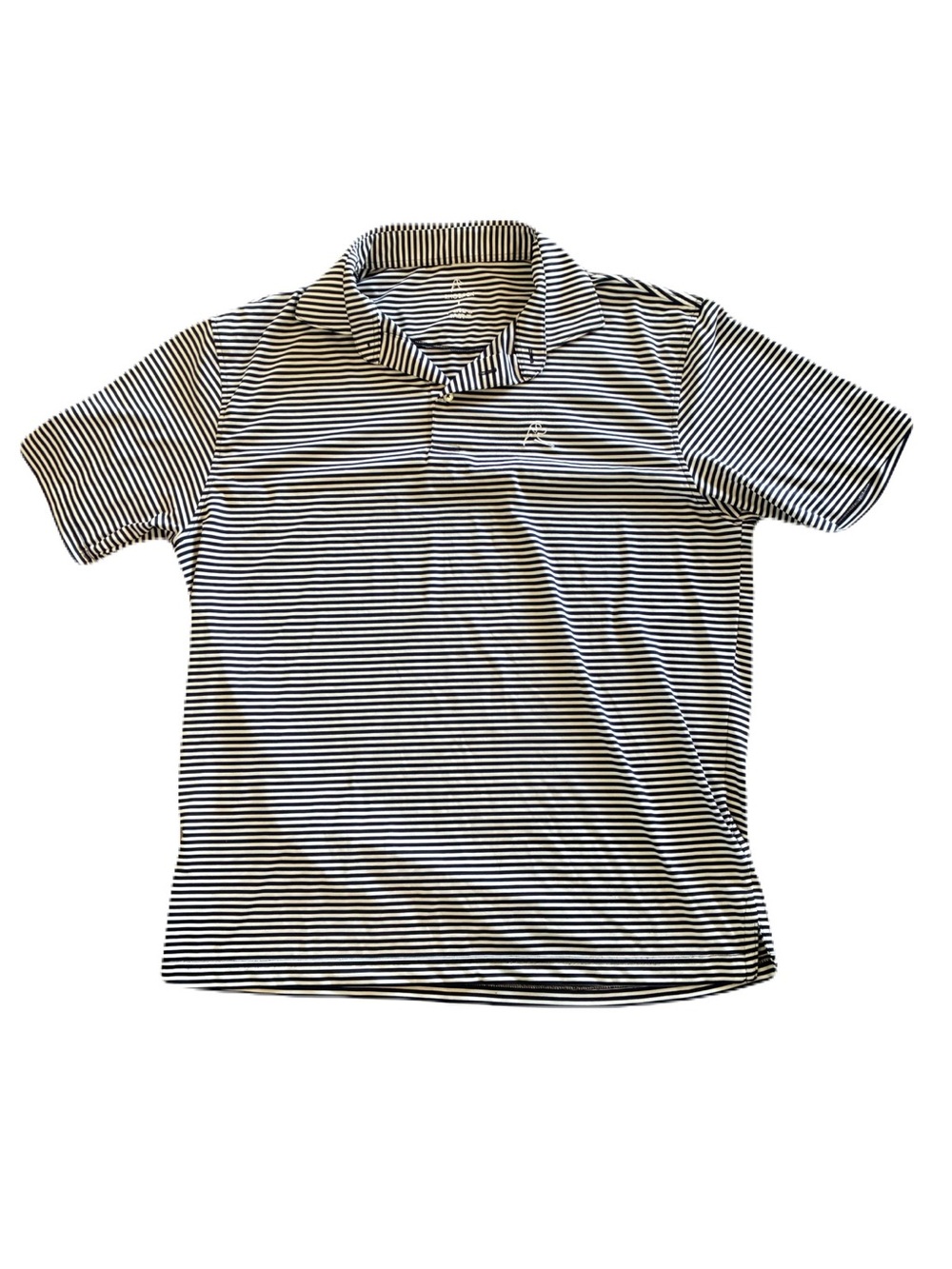 Rhoback Birdie Stripe Performance Golf Polo Navy White Men’s L Corporate Logo